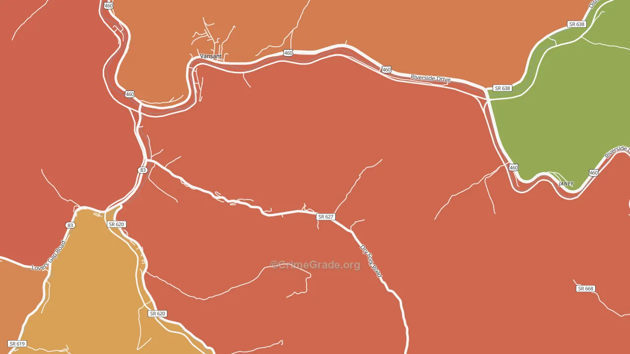 Deel, VA Map of Robbery Rates