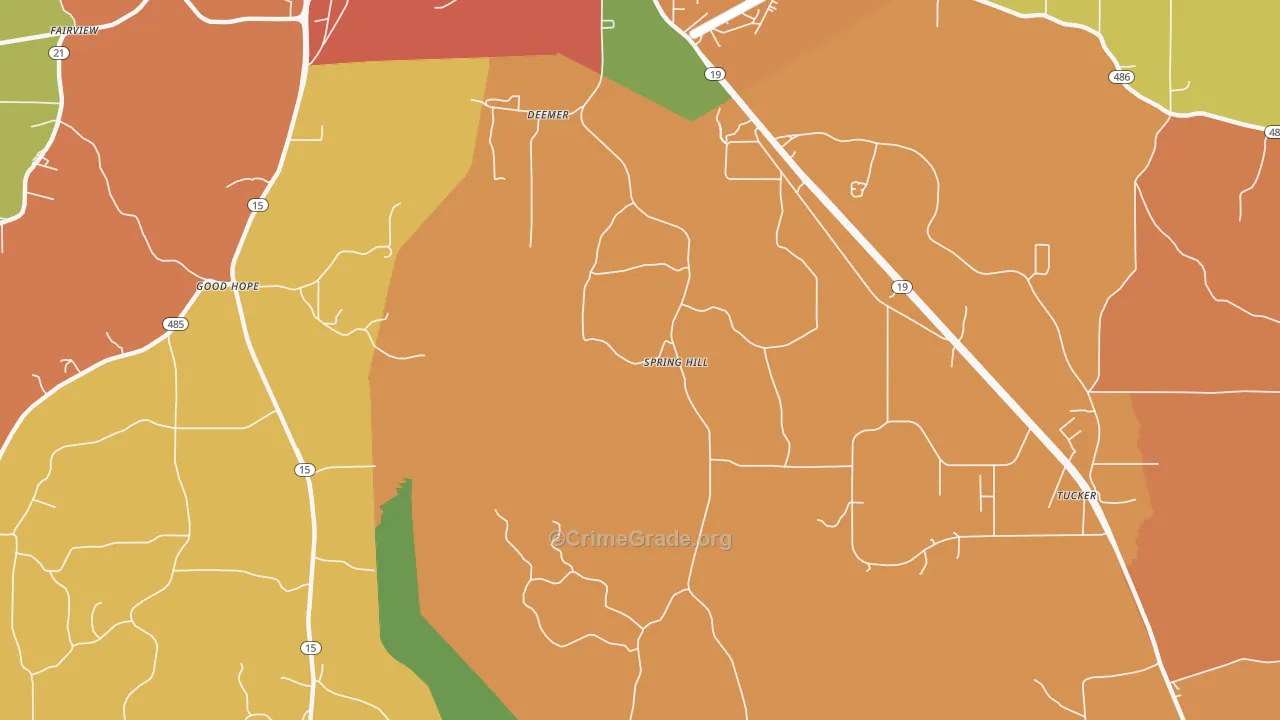 Deemer, MS Map of Robbery Rates