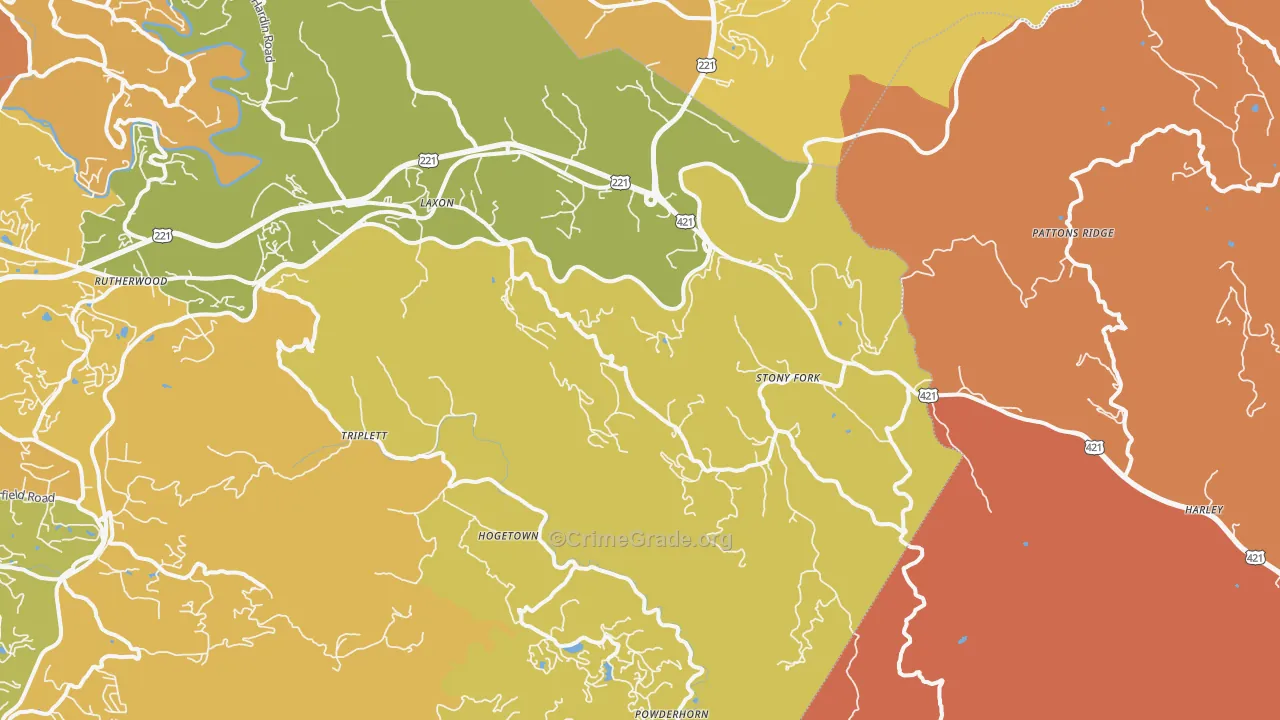 Deep Gap, NC Map of Robbery Rates