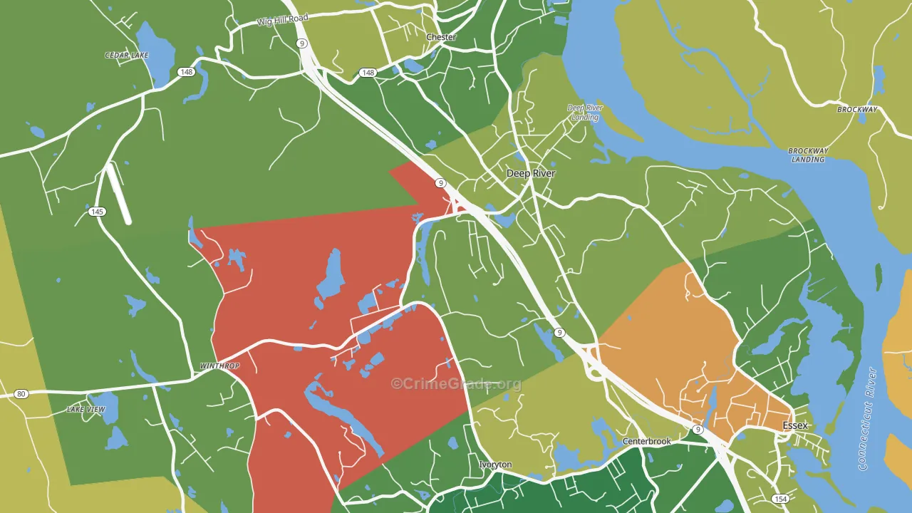 Deep River, CT Map of Robbery Rates
