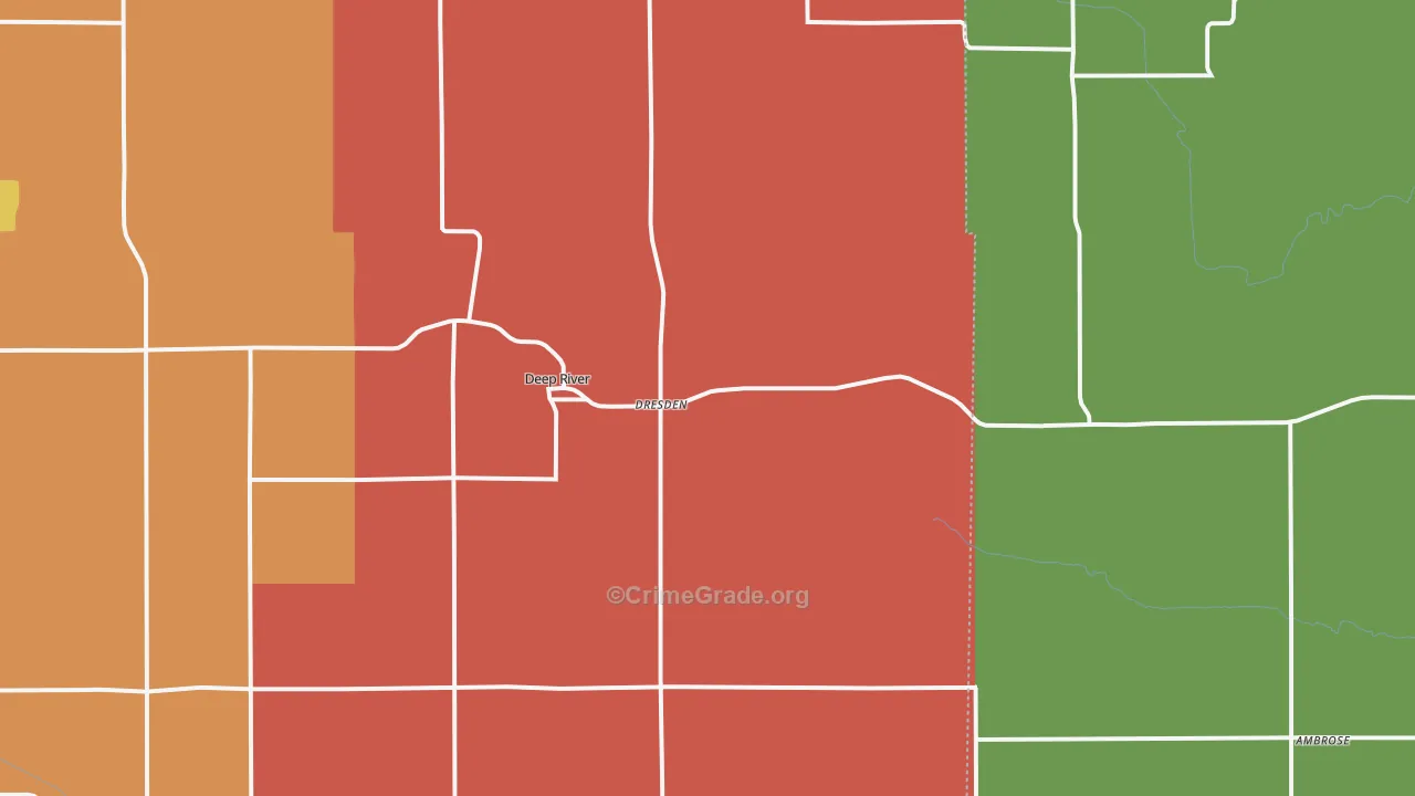 Deep River, IA Map of Robbery Rates