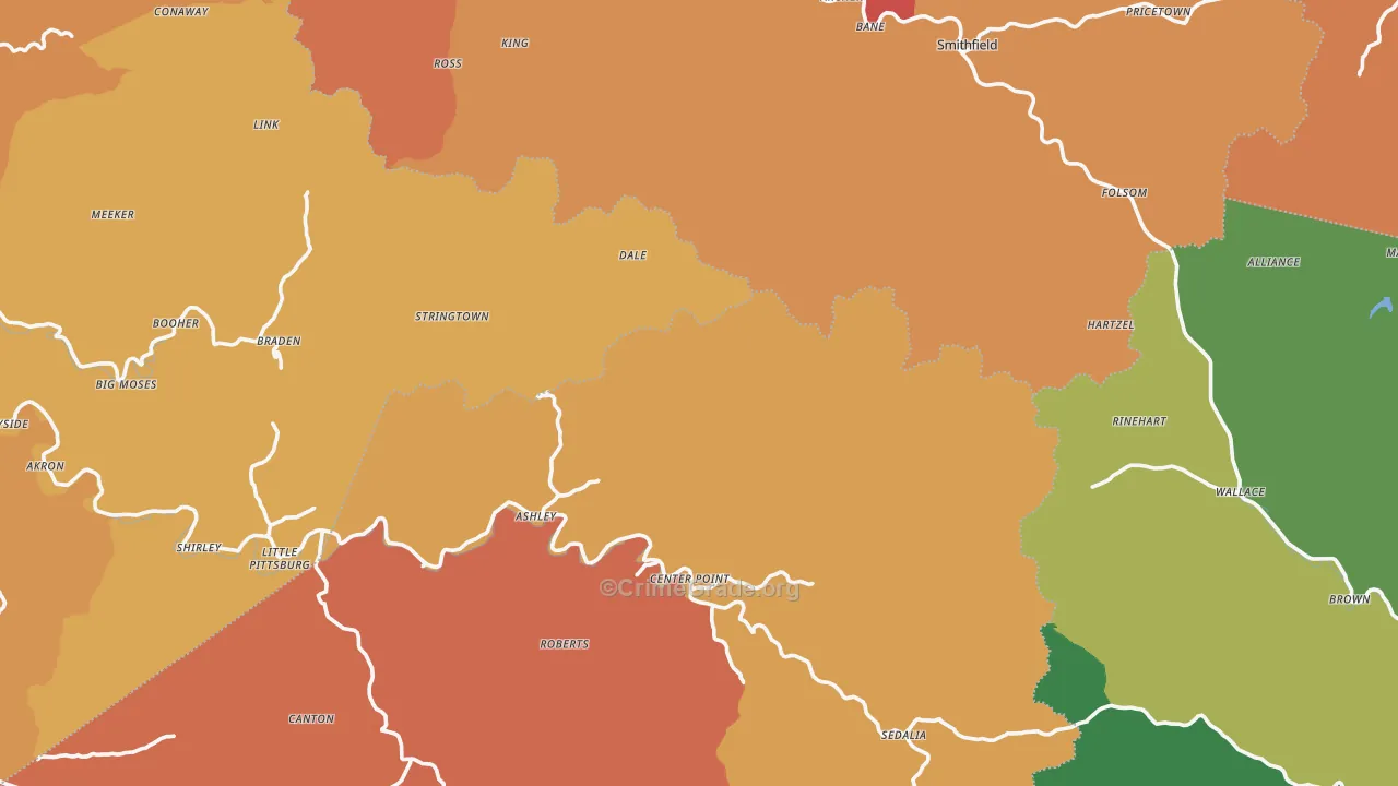 Deep Valley, WV Map of Robbery Rates