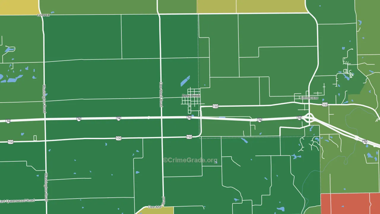 Deer Creek, IL Map of Robbery Rates