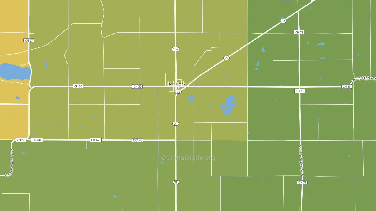 Deer Creek, MN Map of Robbery Rates