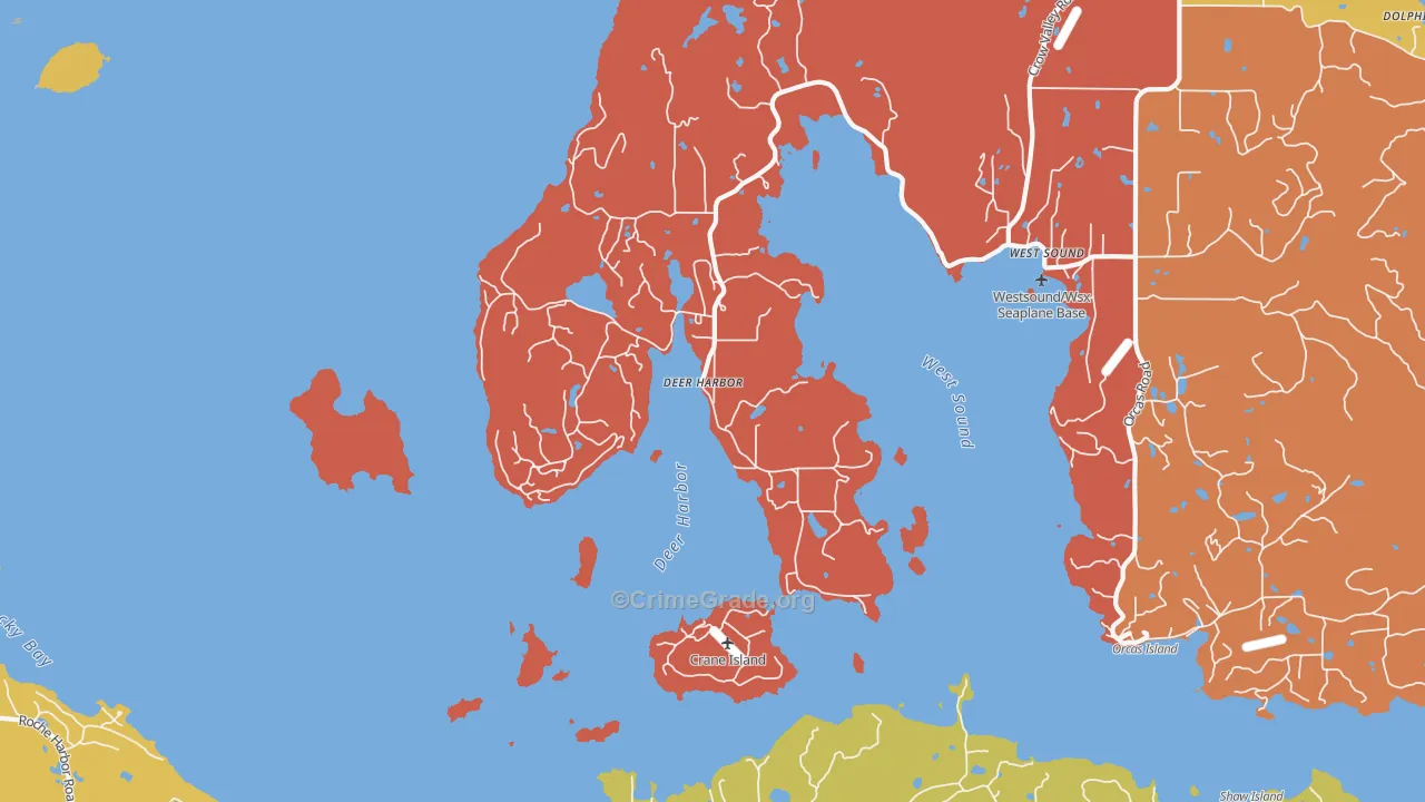 Deer Harbor, WA Map of Robbery Rates