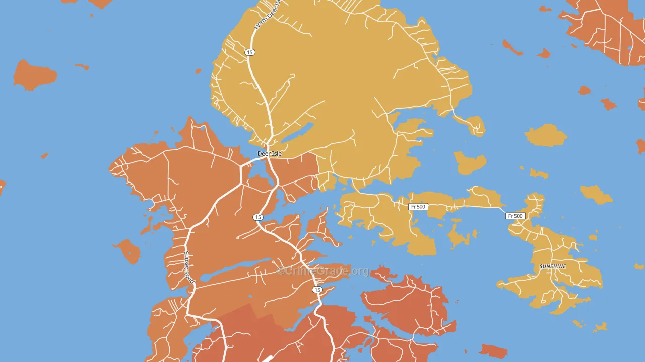 Deer Isle, ME Map of Robbery Rates