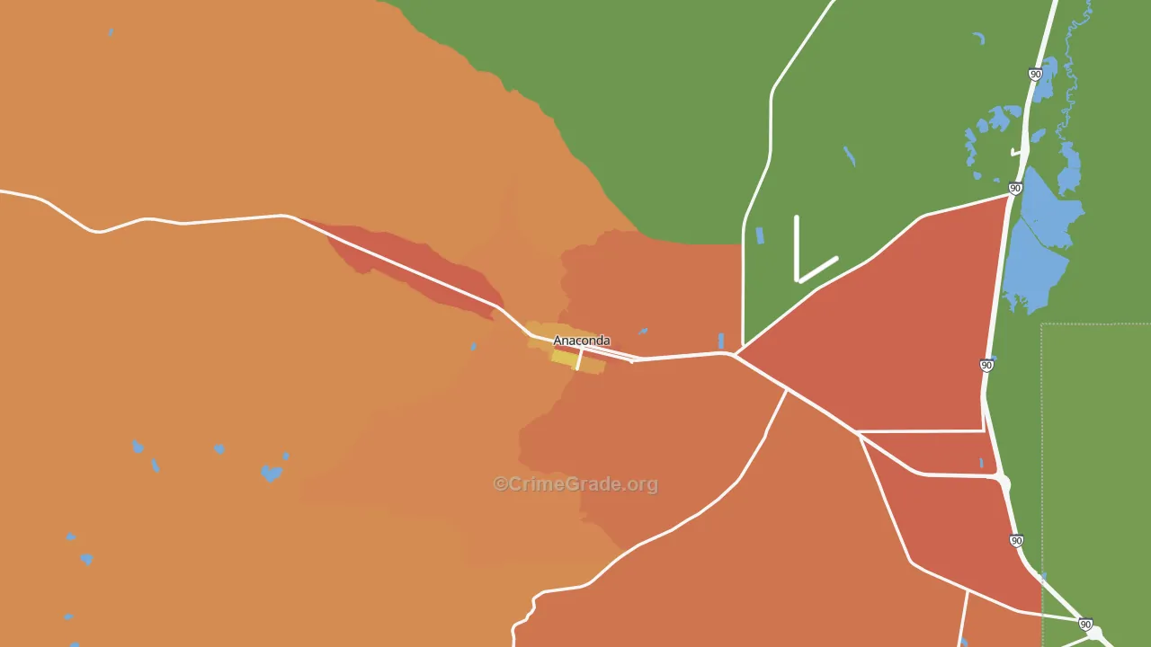 Deer Lodge County, MT Map of Robbery Rates
