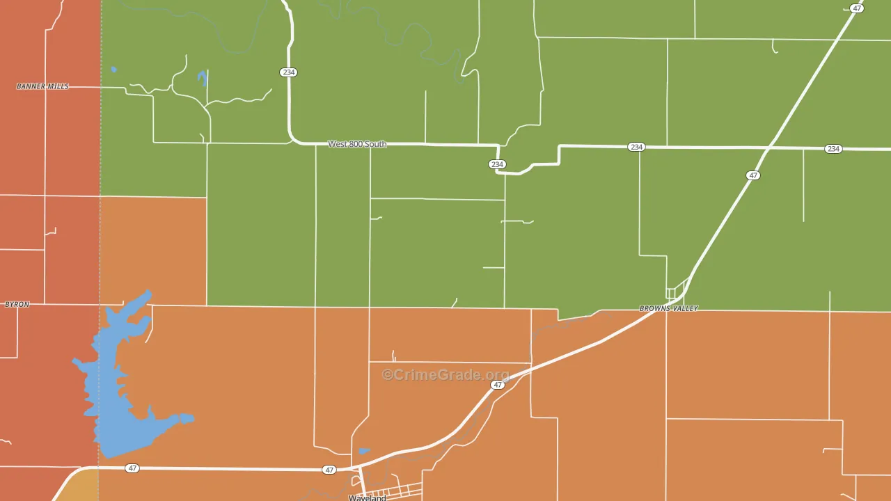 Deer Mill, IN Map of Robbery Rates
