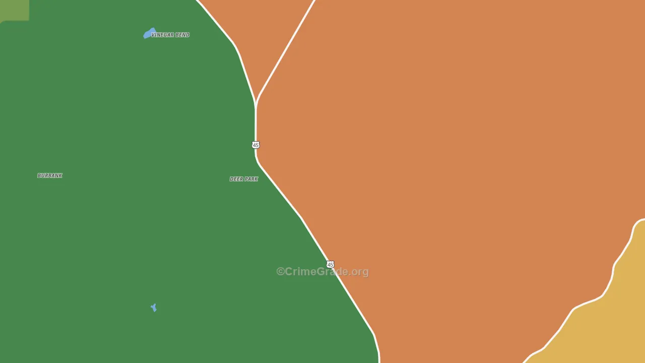 Deer Park, AL Map of Robbery Rates