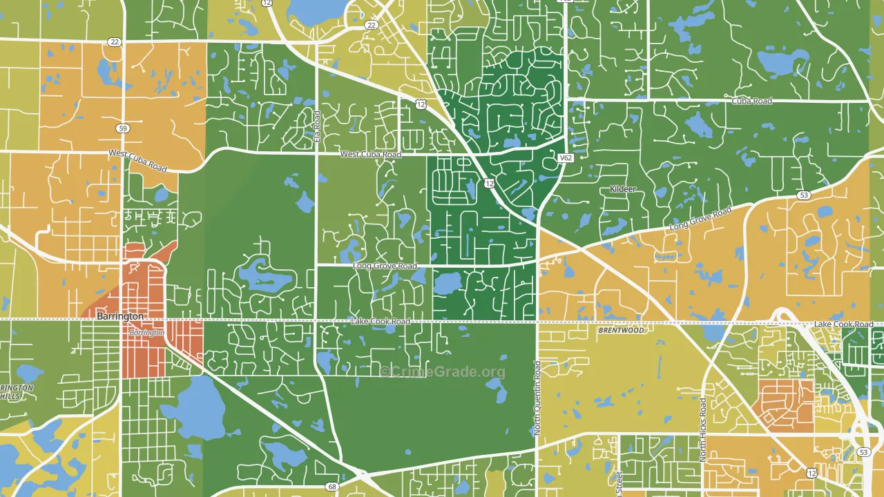 Deer Park, IL Map of Robbery Rates