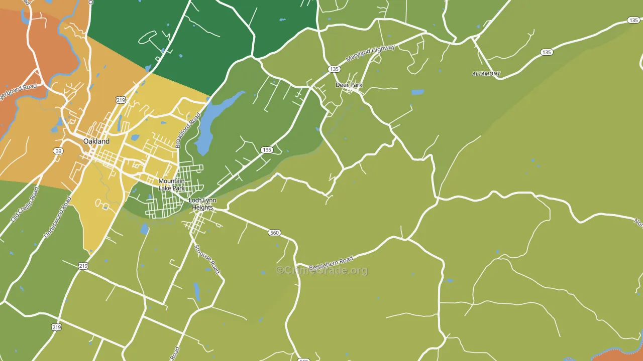 Deer Park, MD Map of Robbery Rates