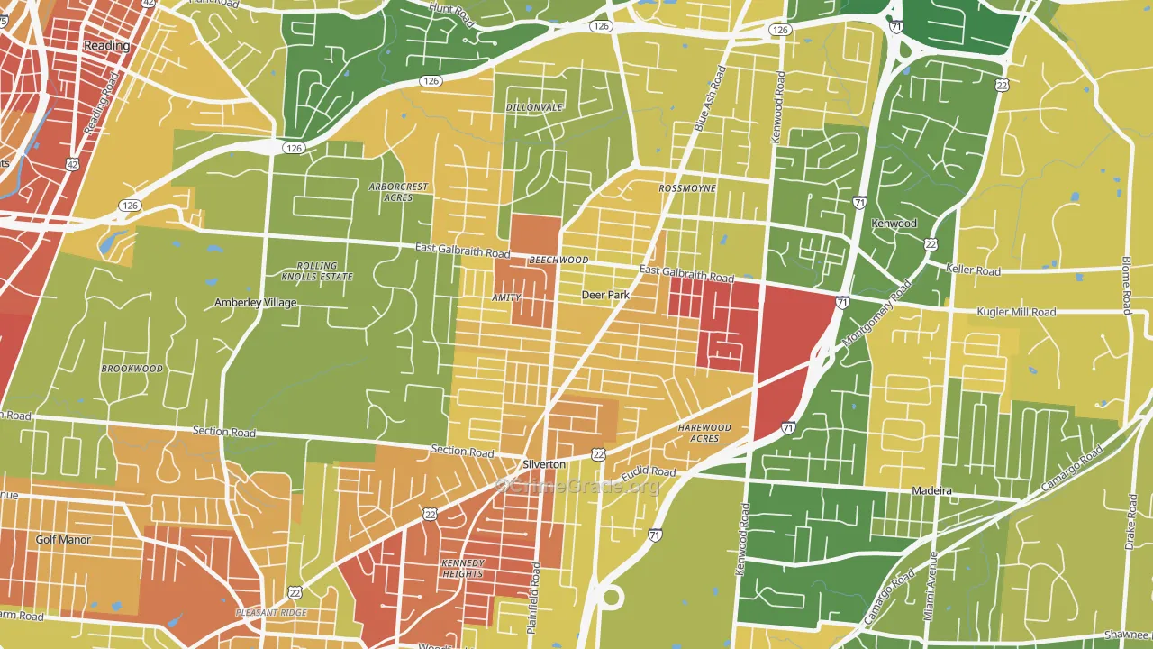 Deer Park, OH Map of Robbery Rates