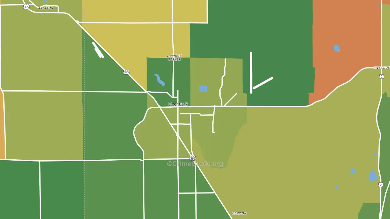 Deer Park, WA Map of Robbery Rates