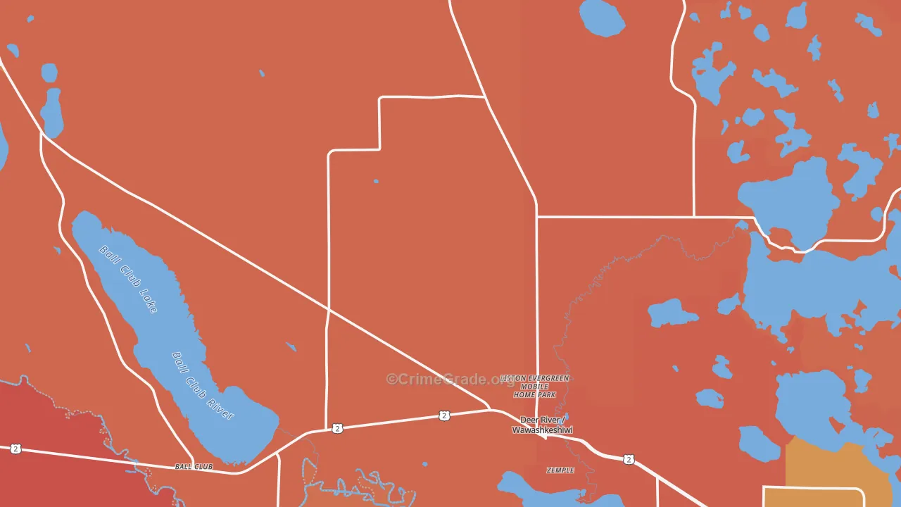 Deer River, MN Map of Robbery Rates