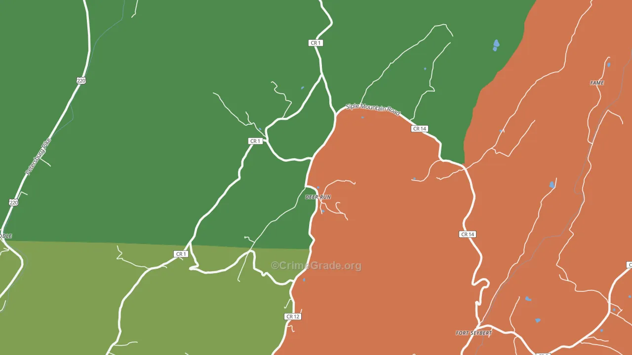 Deer Run, WV Map of Robbery Rates