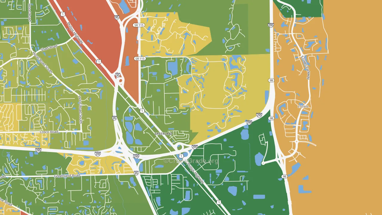 Deercreek, Jacksonville, FL Map of Robbery Rates