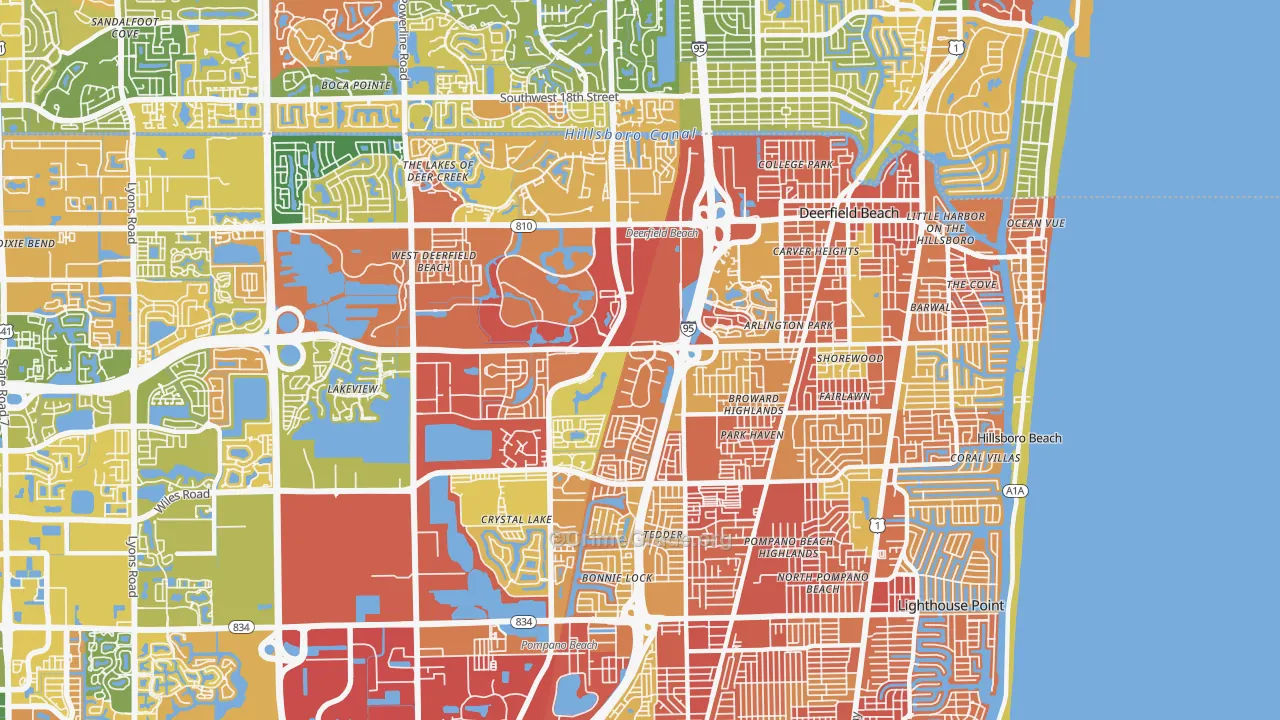 Deerfield Beach, FL Map of Robbery Rates