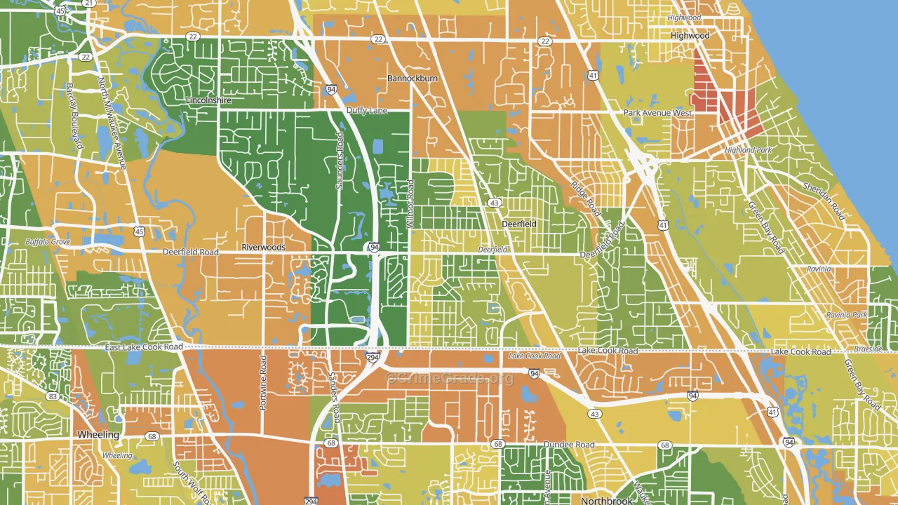 Deerfield, IL Map of Robbery Rates