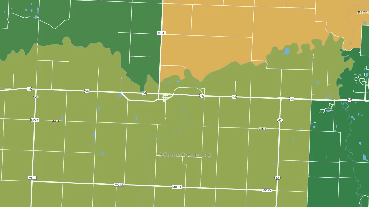 Deerfield, MO Map of Robbery Rates