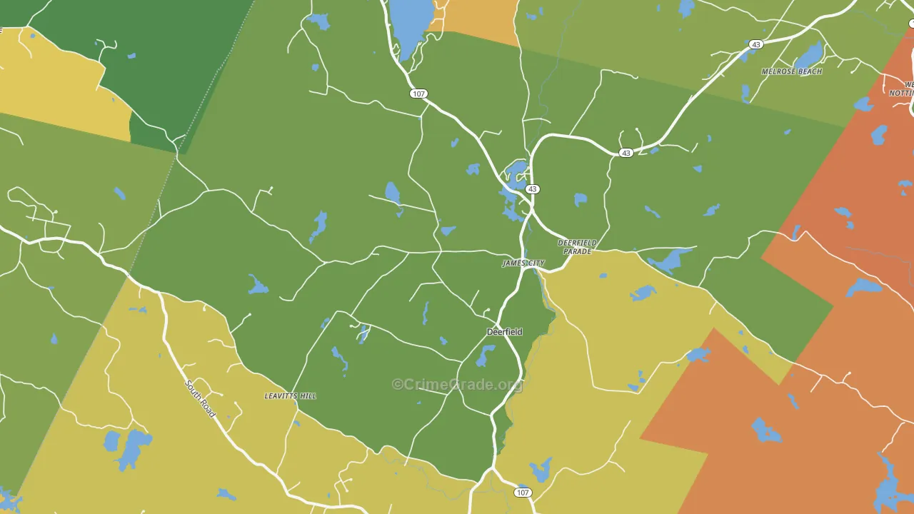 Deerfield, NH Map of Robbery Rates
