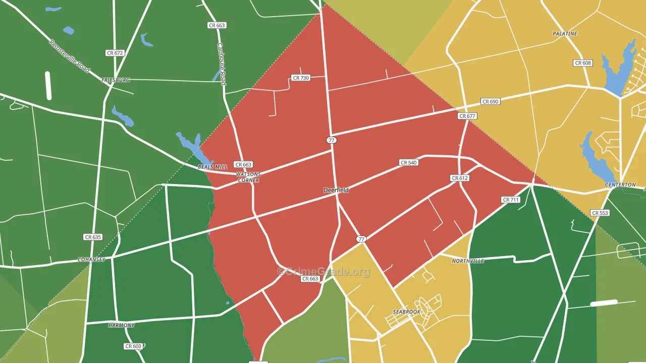 Deerfield Street, NJ Map of Robbery Rates