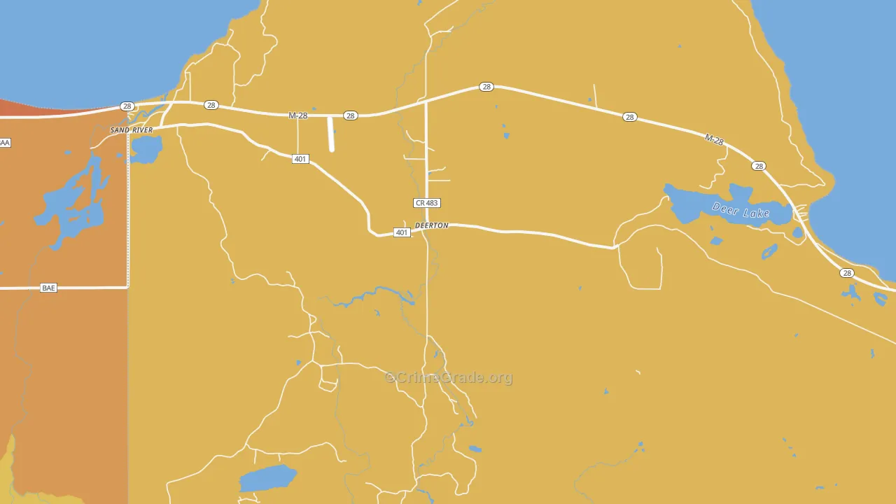Deerton, MI Map of Robbery Rates