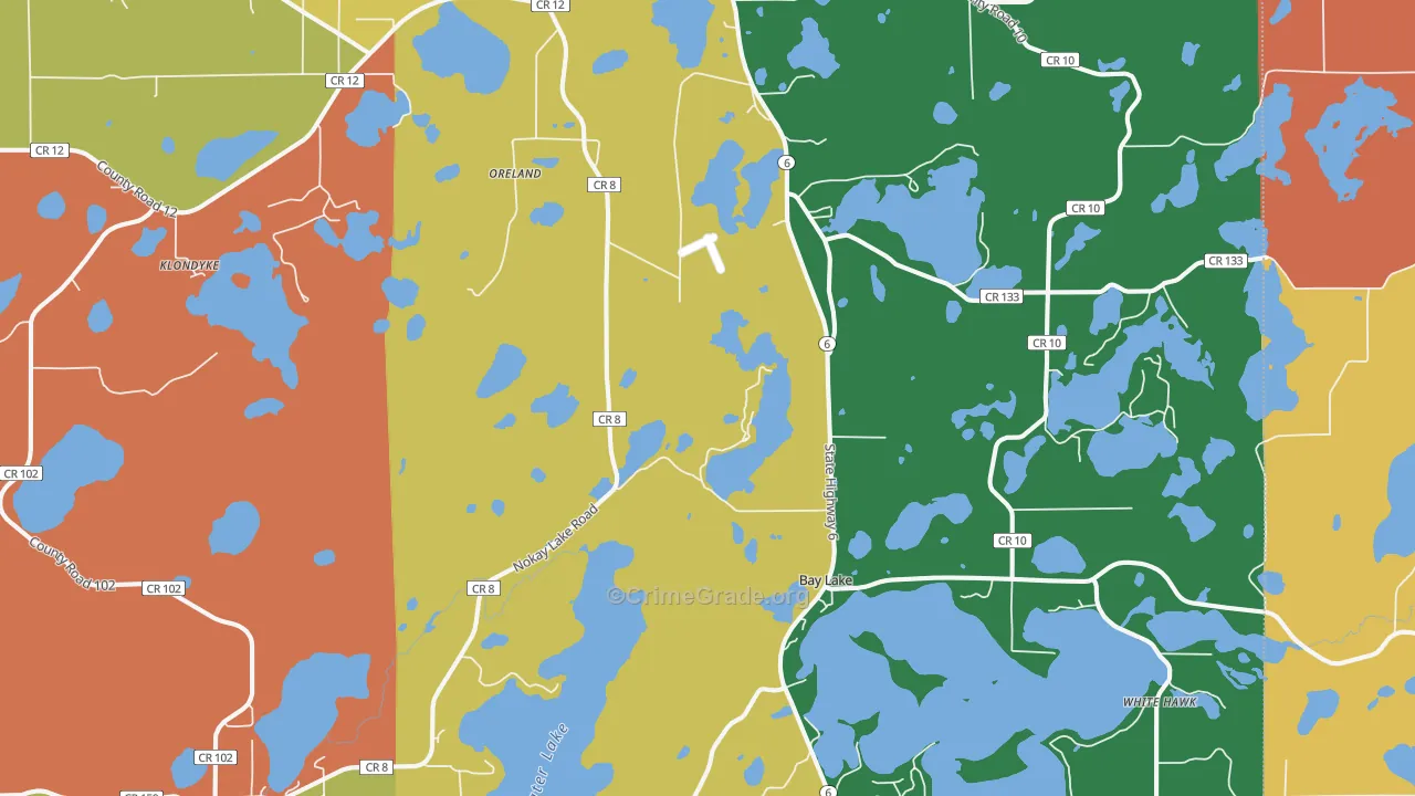 Deerwood, MN Map of Robbery Rates