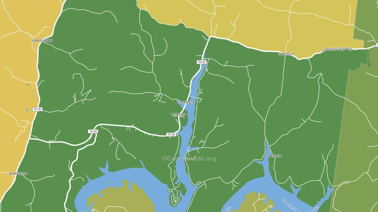 Defeated, TN Map of Robbery Rates
