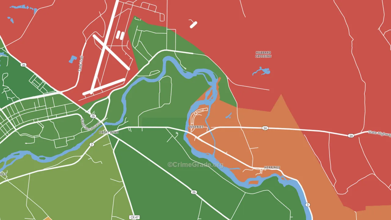 Deferiet, NY Map of Robbery Rates