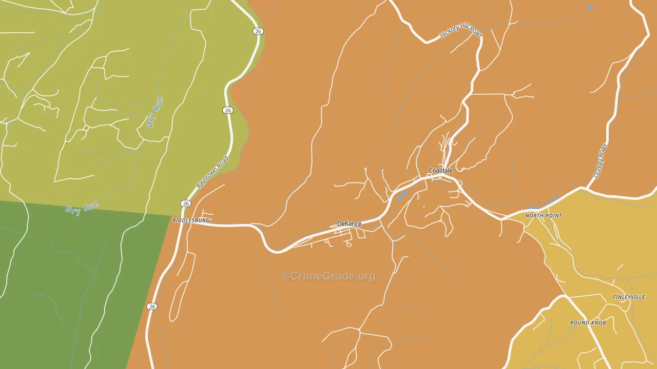 Defiance, PA Map of Robbery Rates