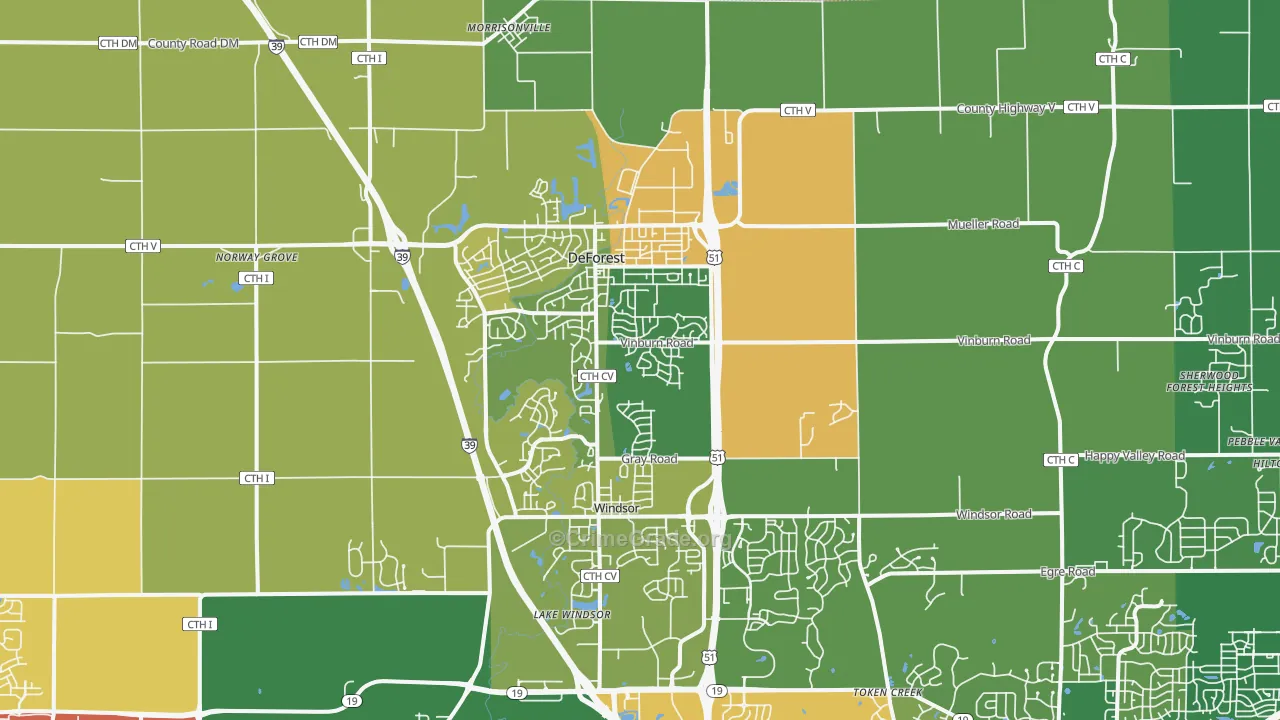 DeForest, WI Map of Robbery Rates
