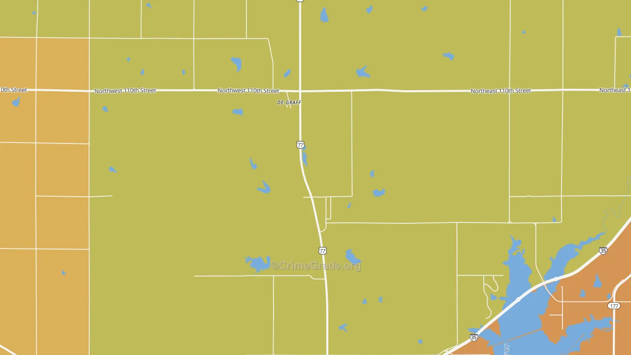 DeGraff, KS Map of Robbery Rates