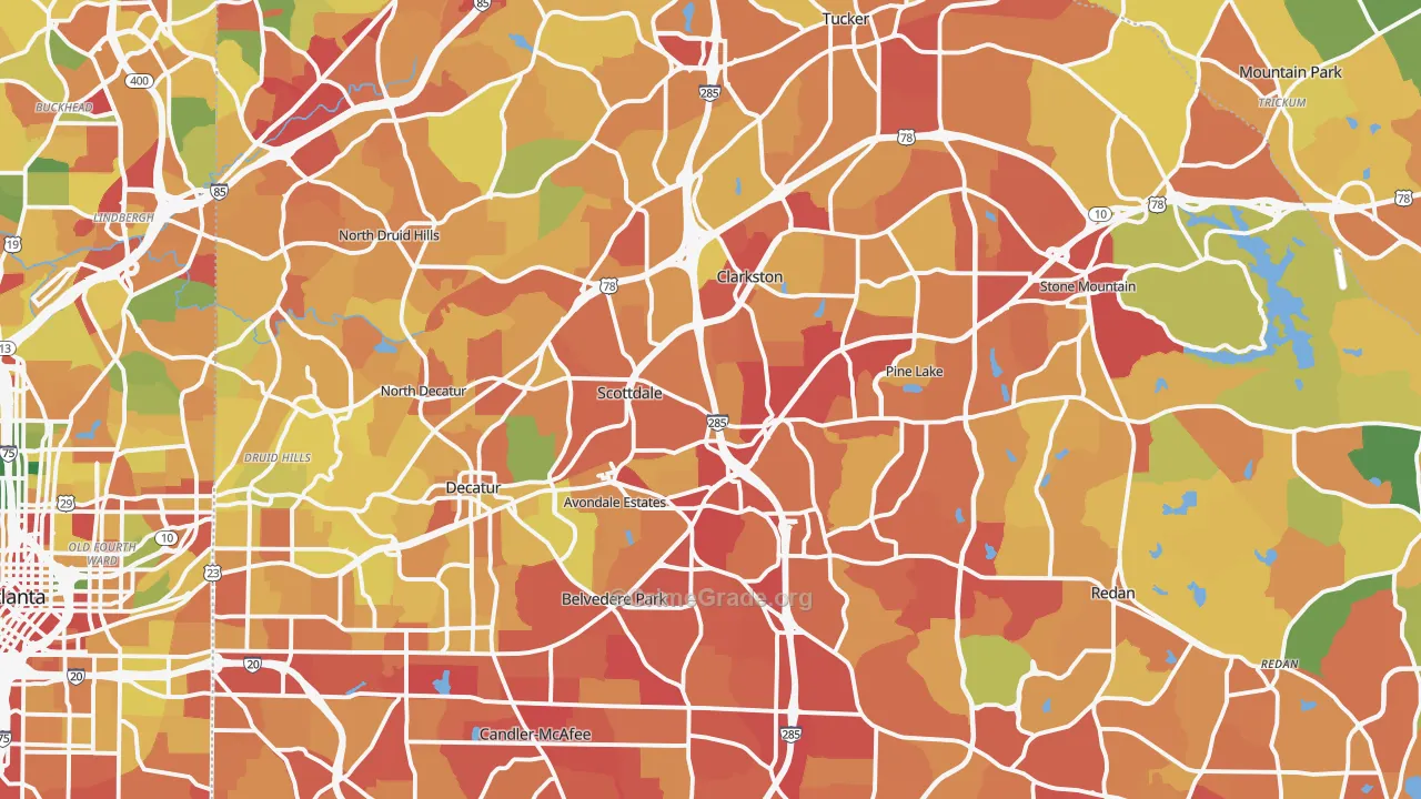 DeKalb County, GA Map of Robbery Rates