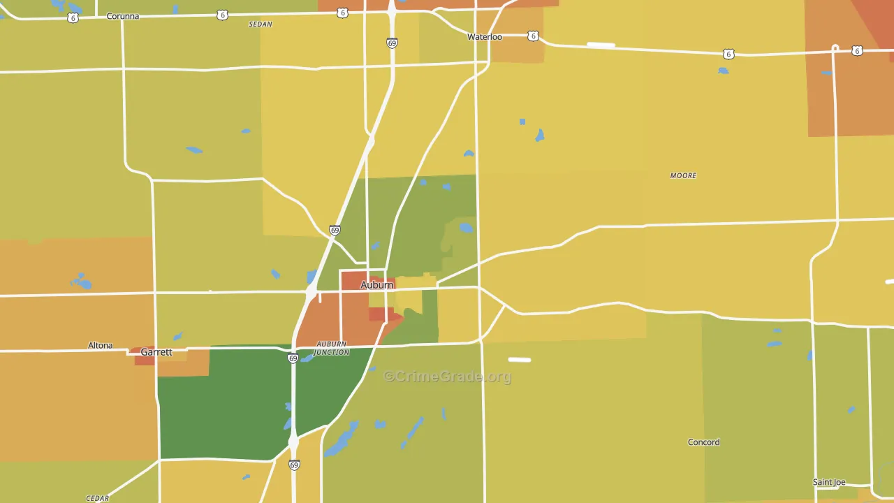 DeKalb County, IN Map of Robbery Rates