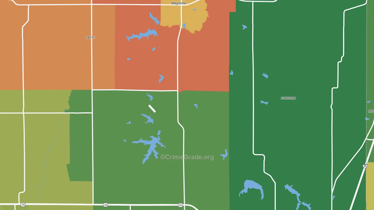 DeKalb County, MO Map of Robbery Rates