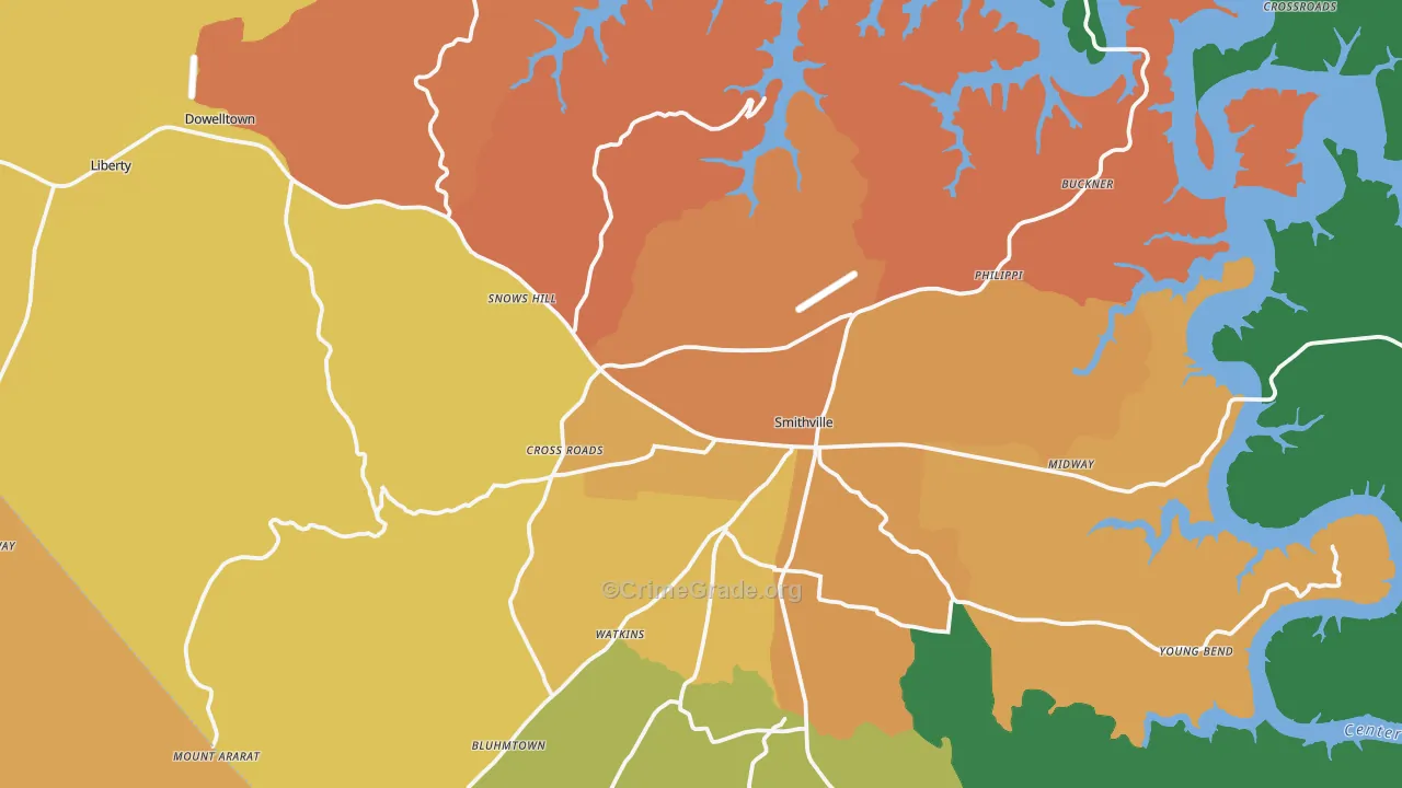 DeKalb County, TN Map of Robbery Rates