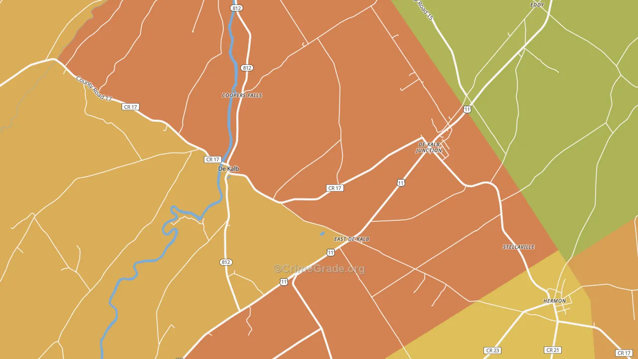 DeKalb Junction, NY Map of Robbery Rates