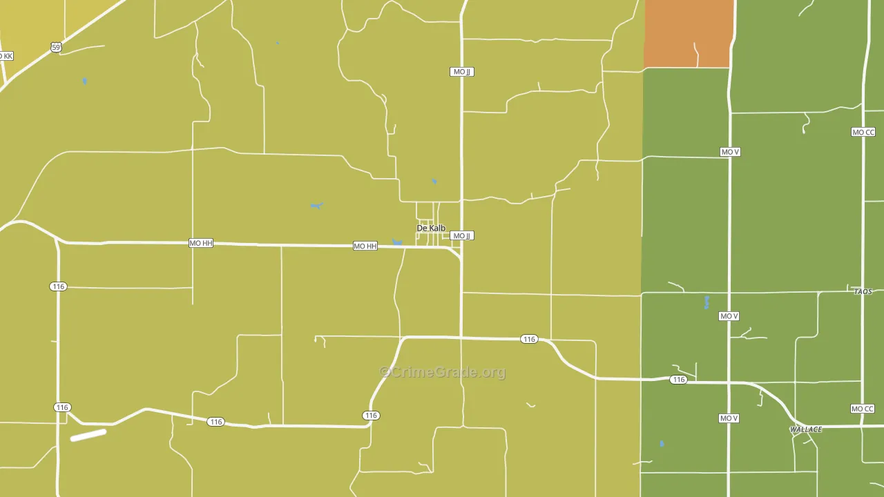 DeKalb, MO Map of Robbery Rates