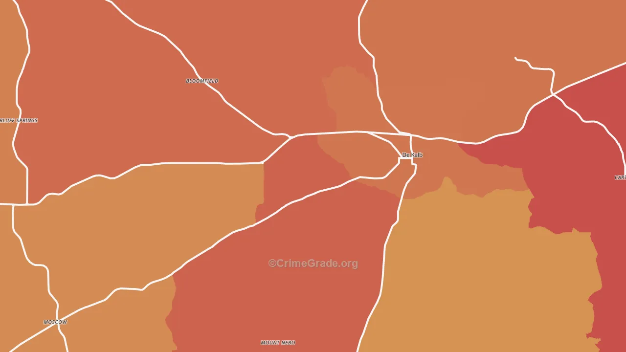 DeKalb, MS Map of Robbery Rates