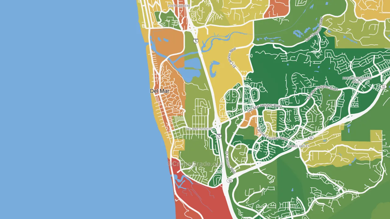 Del Mar, CA Map of Robbery Rates