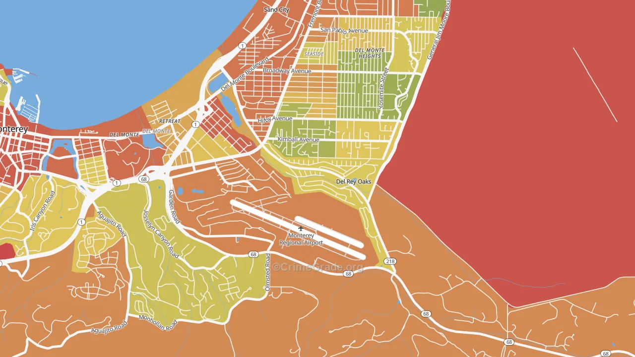 Del Rey Oaks, CA Map of Robbery Rates