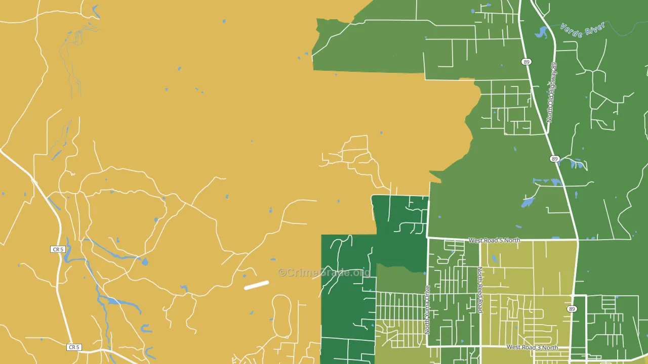 Del Rio, AZ Map of Robbery Rates