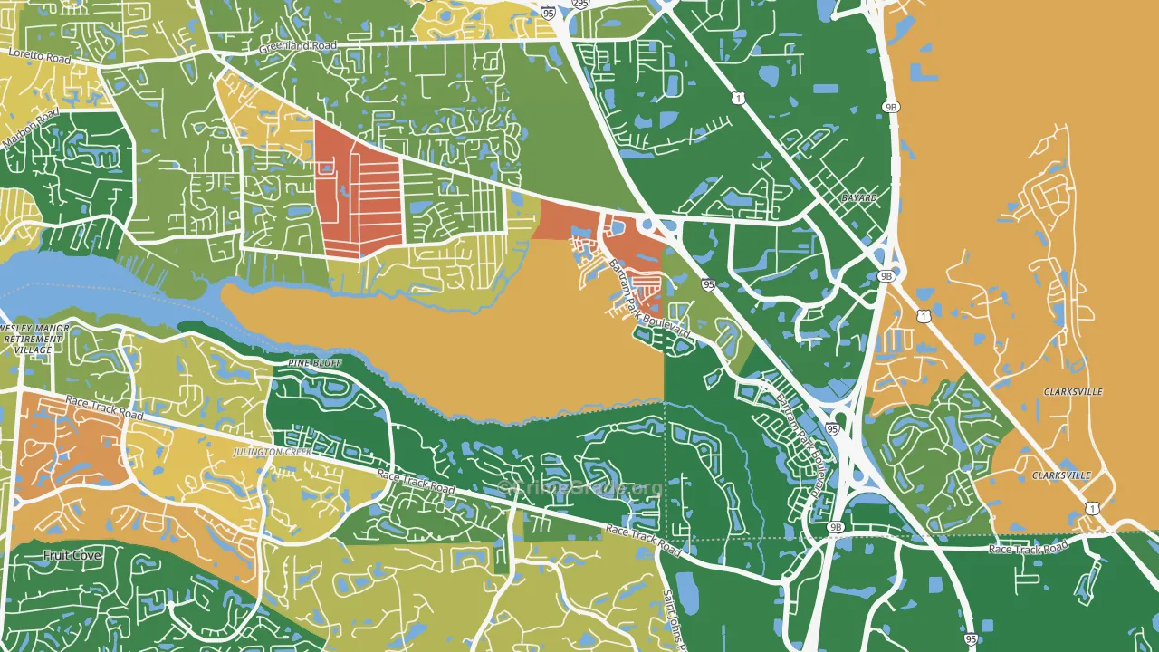 Del Rio, Jacksonville, FL Map of Robbery Rates