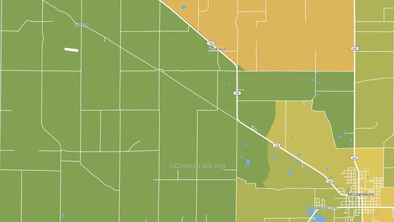 Delafield, IL Map of Robbery Rates