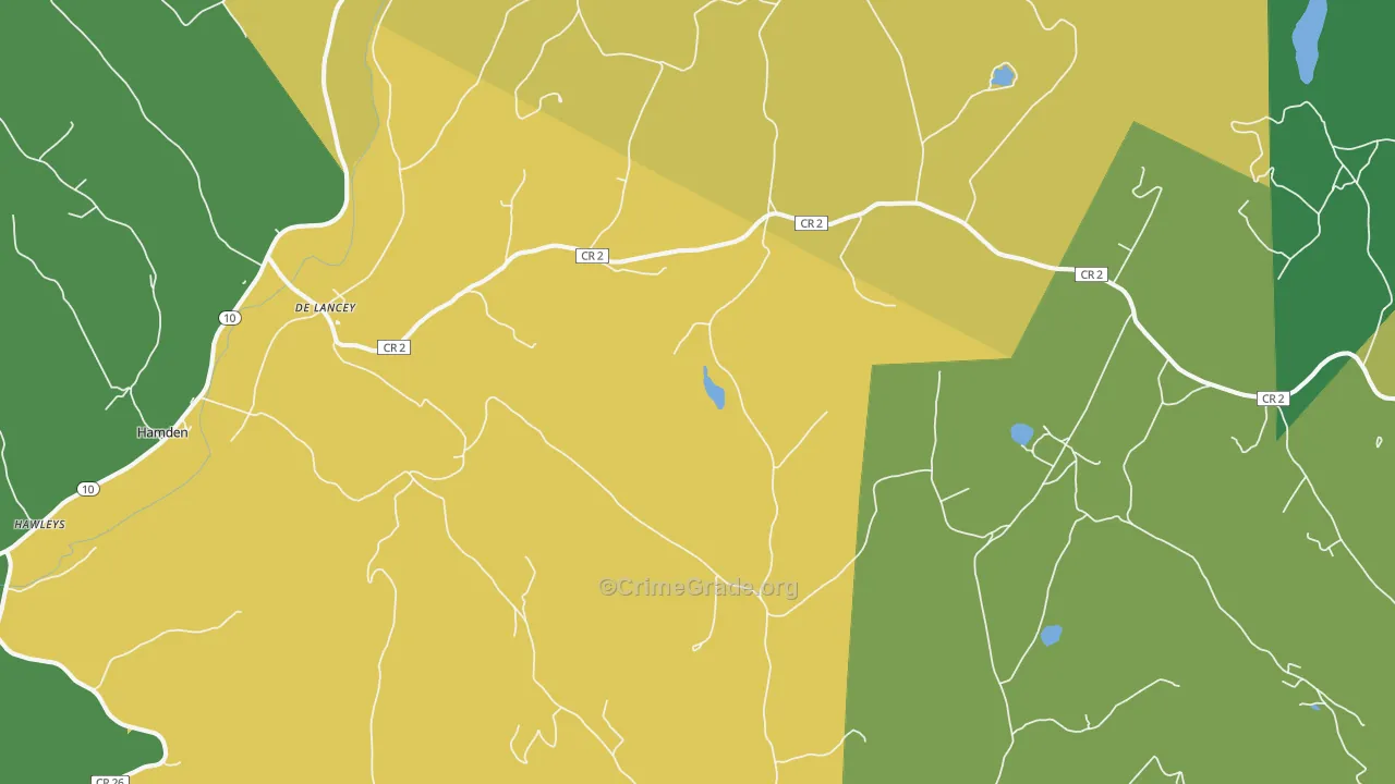 DeLancey, NY Map of Robbery Rates