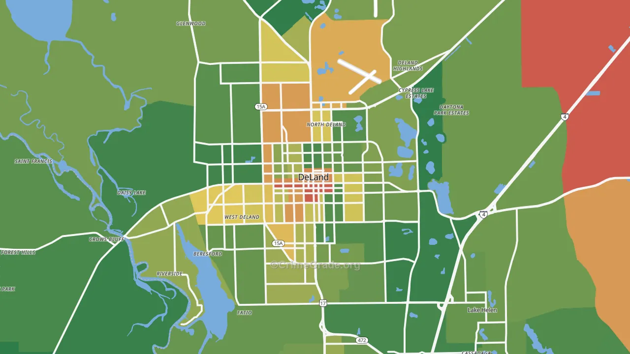 DeLand, FL Map of Robbery Rates