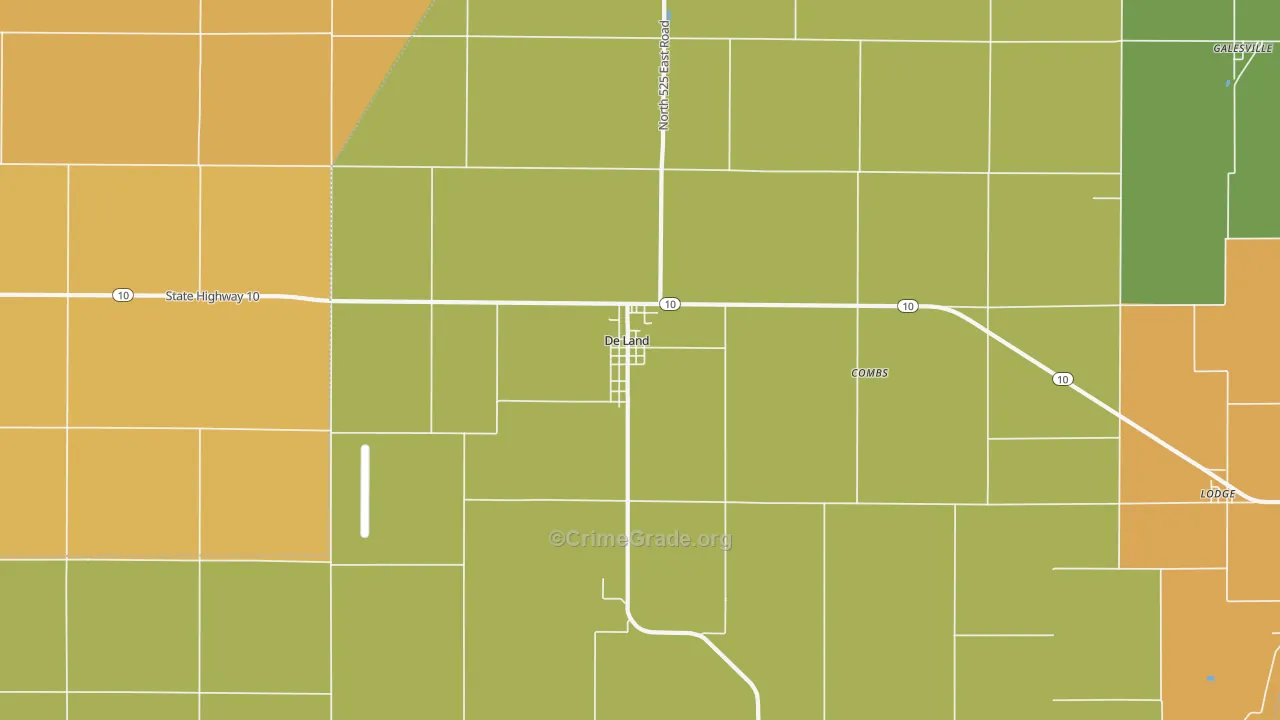 DeLand, IL Map of Robbery Rates