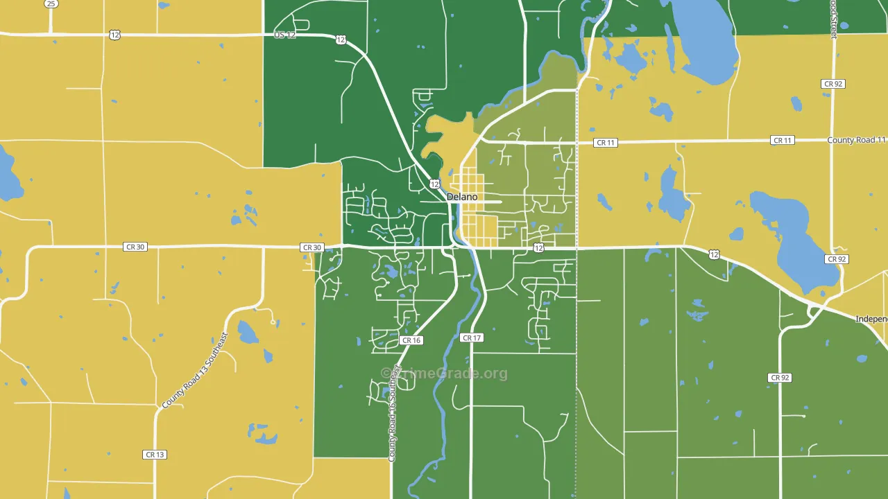 Delano, MN Map of Robbery Rates