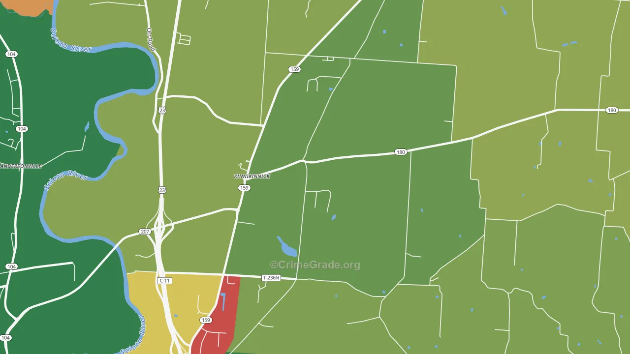 Delano, OH Map of Robbery Rates