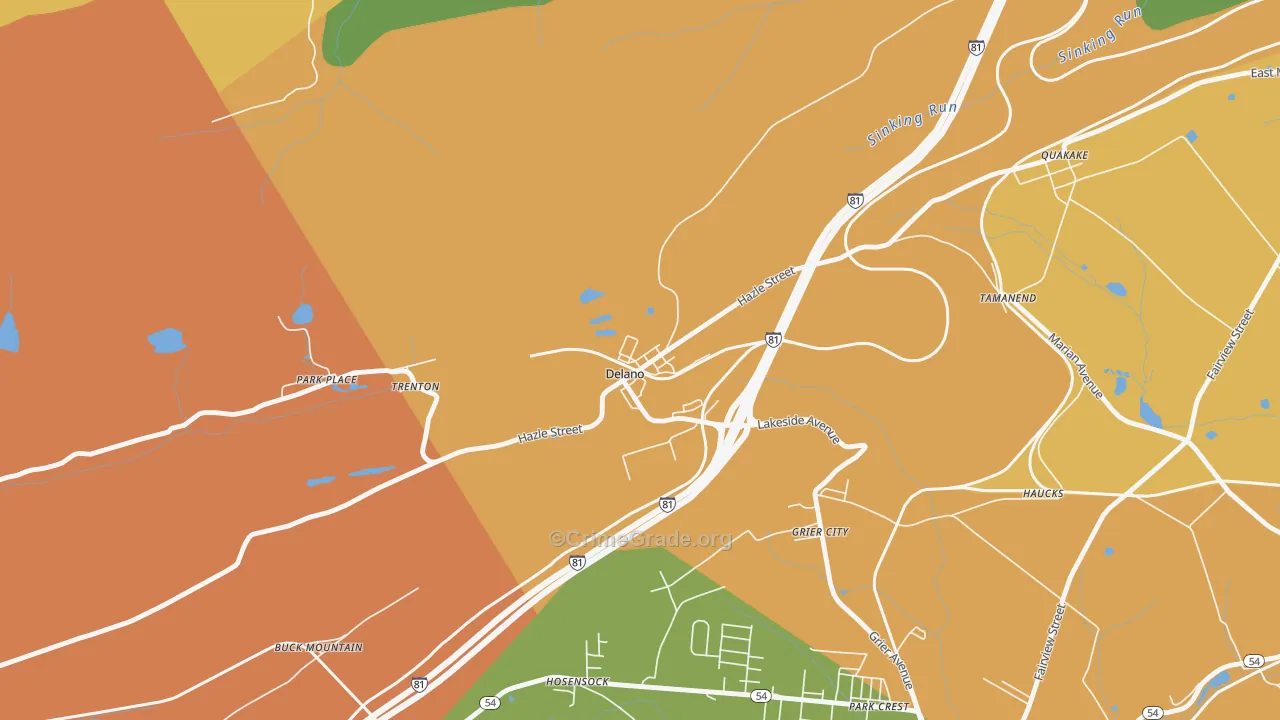 Delano, PA Map of Robbery Rates